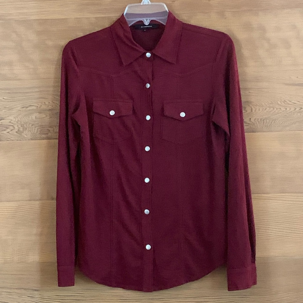 Olivaceous snap front long sleeve shirt top size small